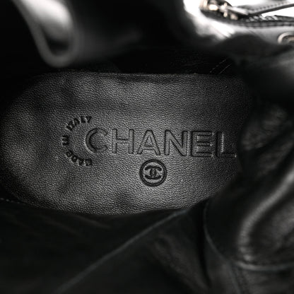 Chanel Calfskin Quilted Lace Up Combat Boots 38 Black 7 of 9