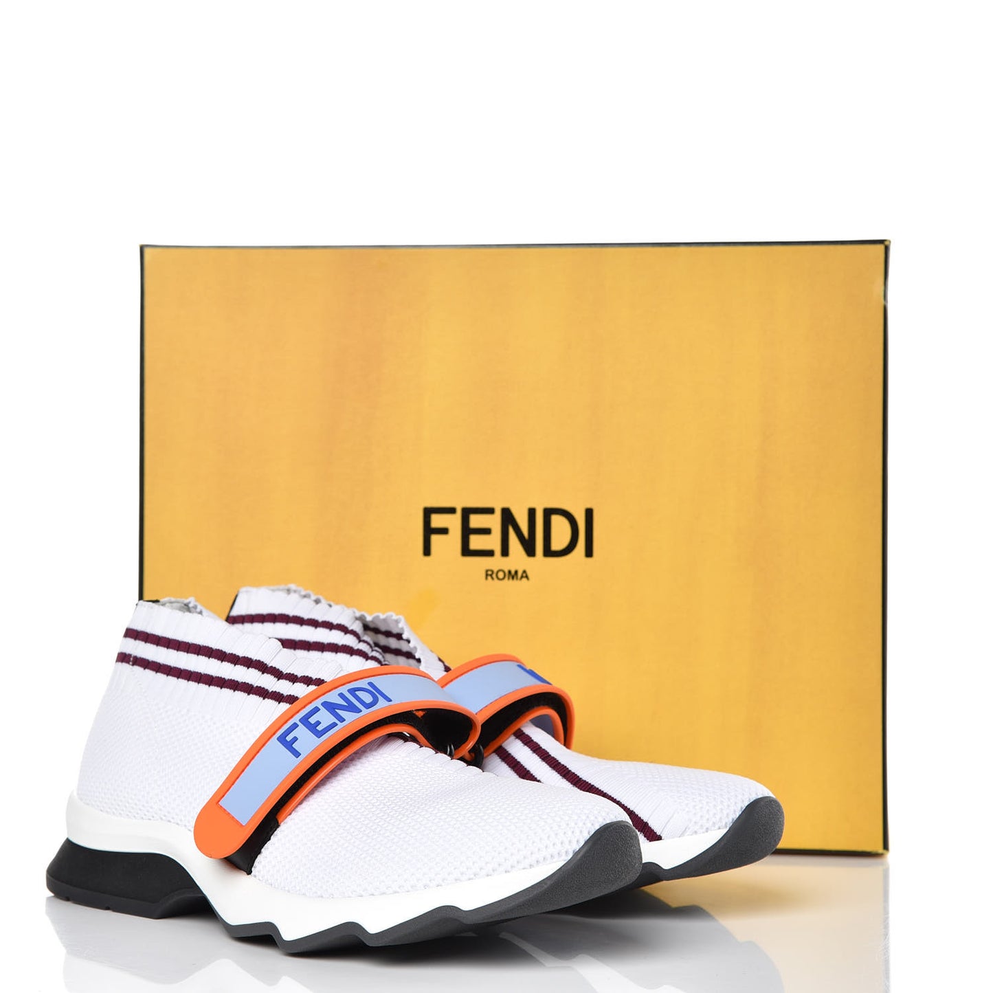 Stretch Yarn Stiff Band Rockoko Sneakers 36.5 White Bordeaux