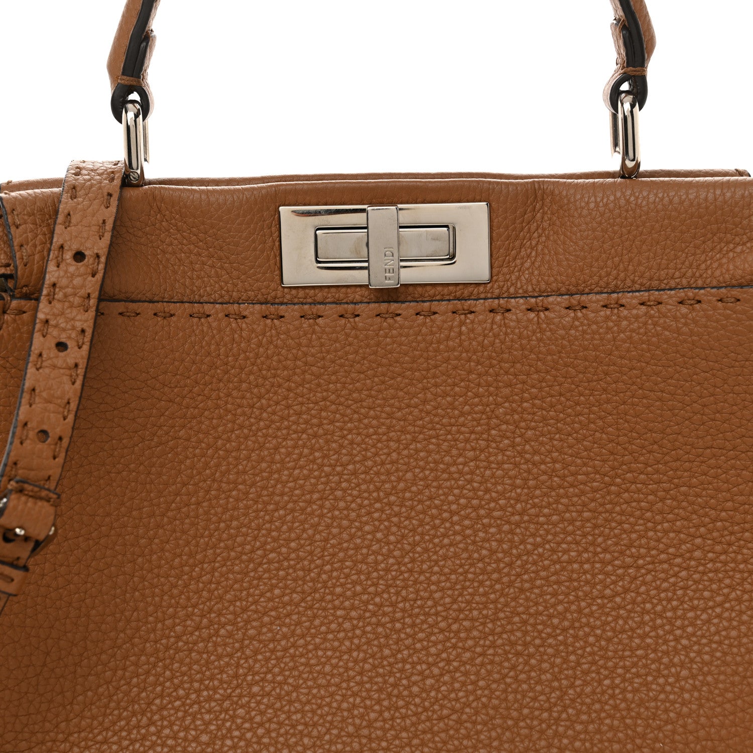 Fendi Cuoio Romano Selleria Bi-Color Medium Peekaboo Iconic Satchel Mou Deserto 8 of 11