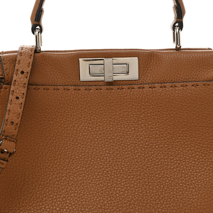 Fendi Cuoio Romano Selleria Bi-Color Medium Peekaboo Iconic Satchel Mou Deserto 8 of 11