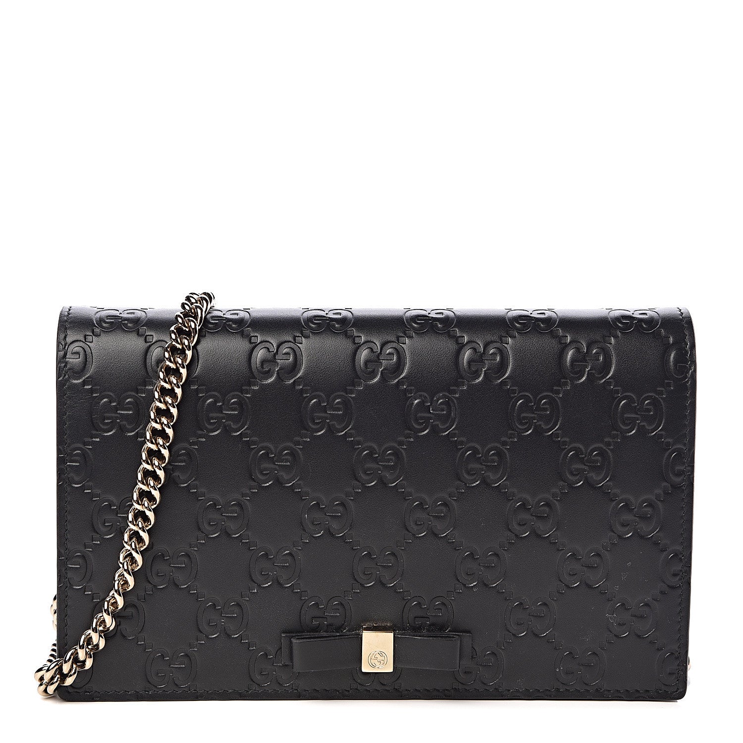 Gucci Guccissima Signature Bowy Chain Wallet Black 2 of 15