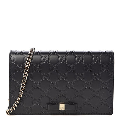 Gucci Guccissima Signature Bowy Chain Wallet Black 2 of 15