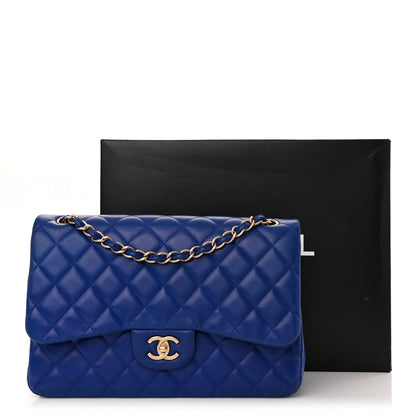 Chanel Lambskin Quilted Jumbo Double Flap Blue 18 of 18