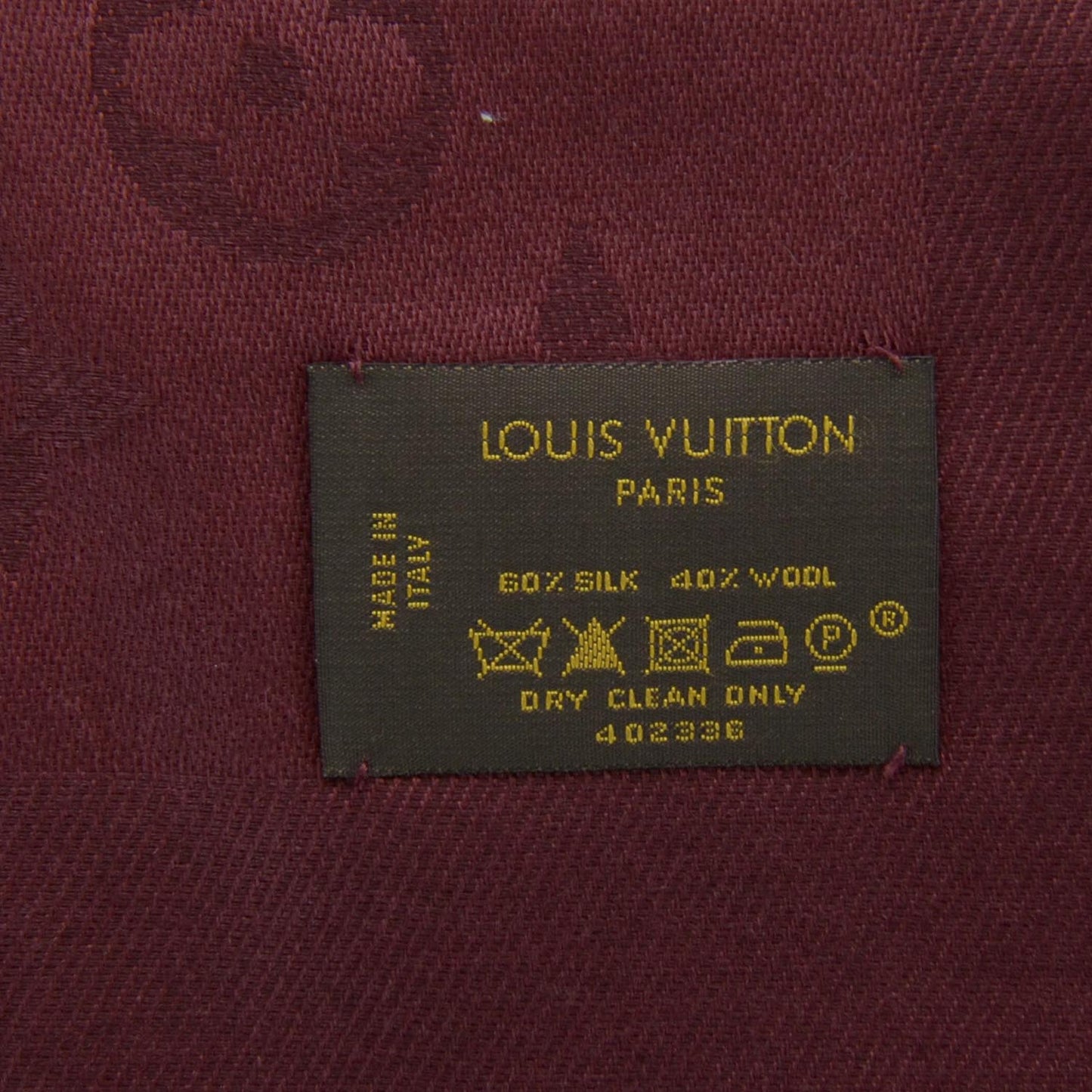 Silk Wool Monogram Shawl Bordeaux