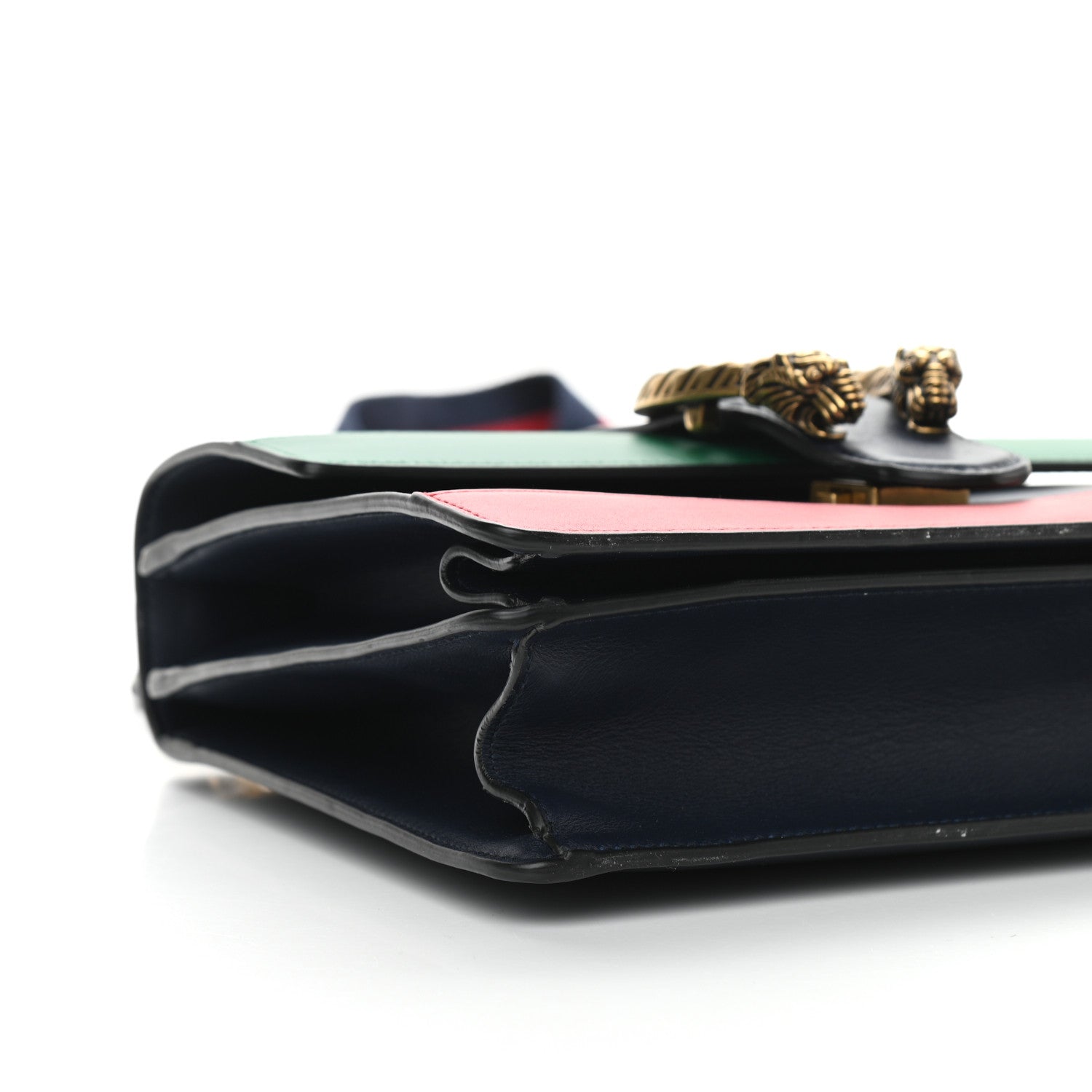 Gucci Moon Calfskin Bamboo Web Medium Dionysus Top Handle Bag Blue Emerald Hibiscus Red 10 of 12
