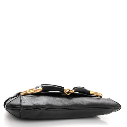 Gucci Textured Calfskin Horsebit Chain Clutch Black 4 of 10