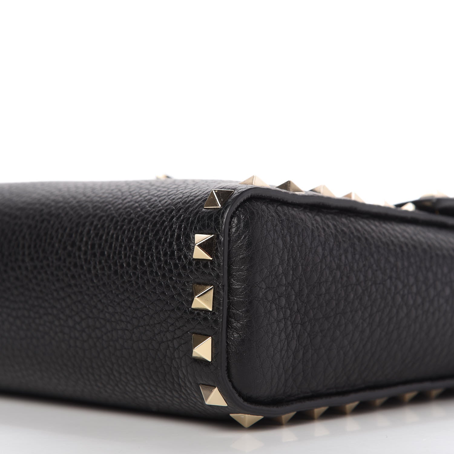 Valentino Garavani Pebbled Calfskin Rockstud Flip Lock Flap Messenger Black 7 of 9