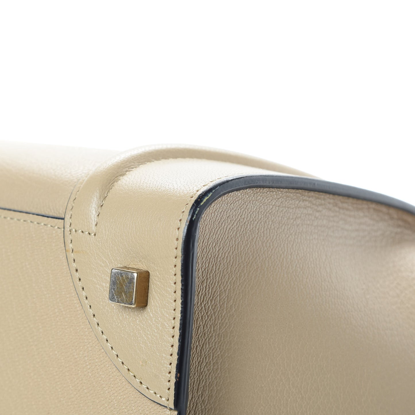 Drummed Calfskin Mini Bi-Color Luggage Navy Dune