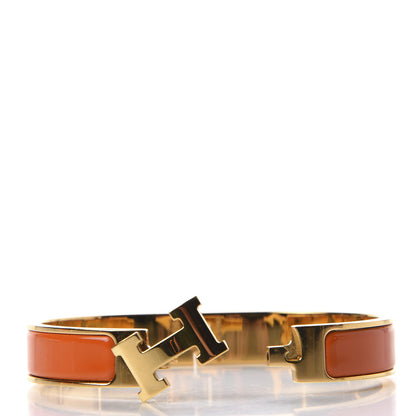 Hermes Enamel Narrow Clic Clac H Bracelet GM Orange 7 of 8