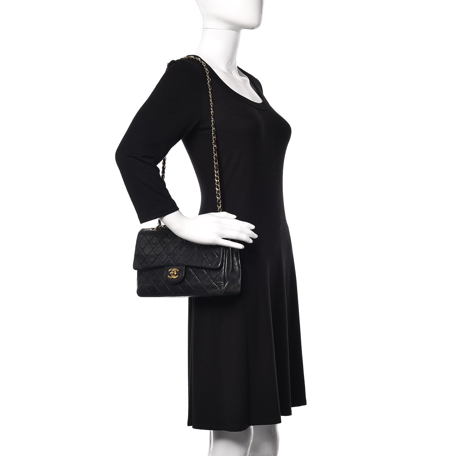 Chanel Lambskin Quilted Medium Double Flap Black 2 of 14