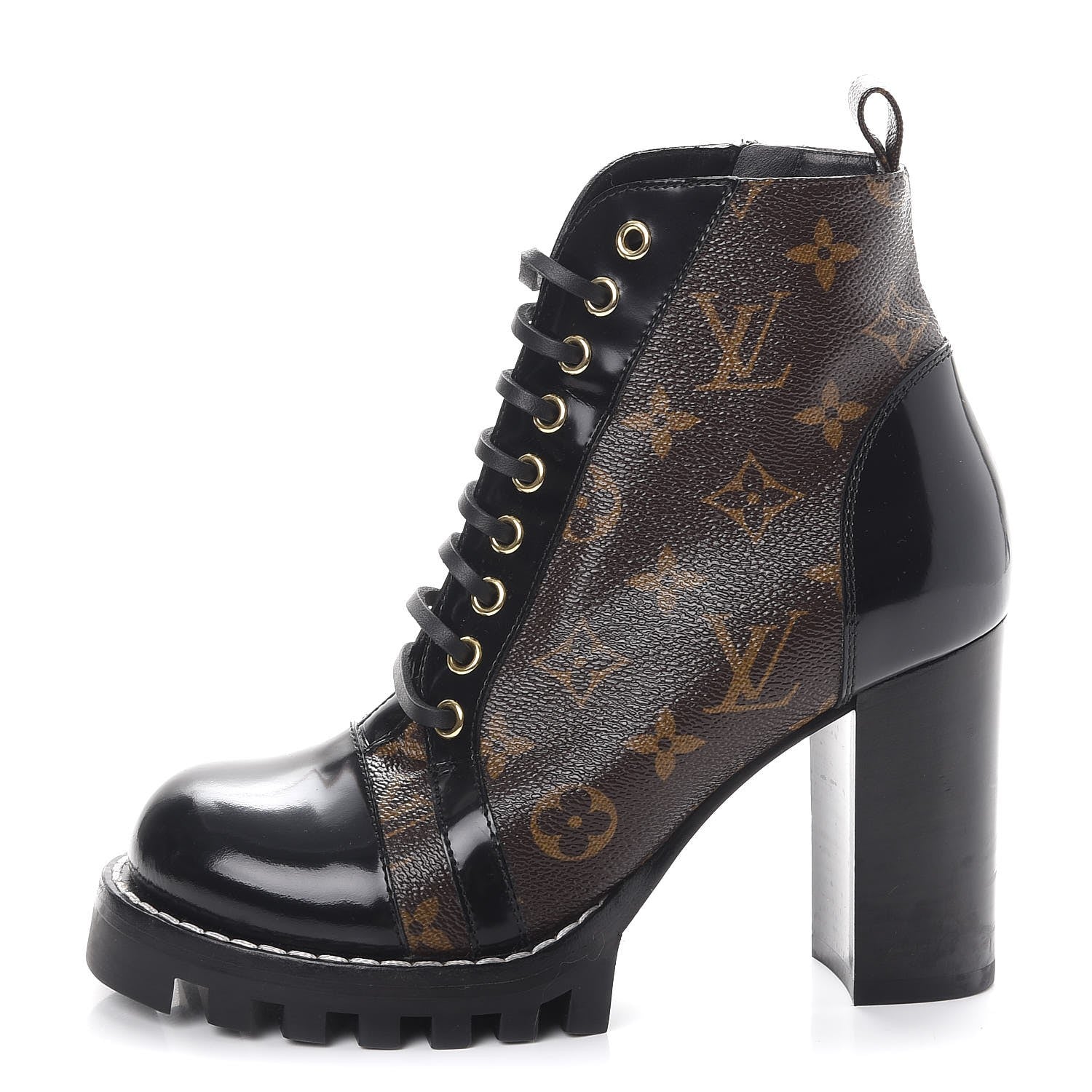Louis Vuitton Patent Calfskin Monogram Star Trail Ankle Boots 37 Black 1 of 9
