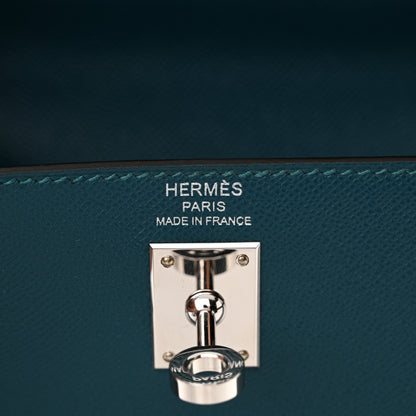 Hermes Madame Calfskin Verso Kelly Sellier 25 Vert Bosphore Sienne 6 of 12