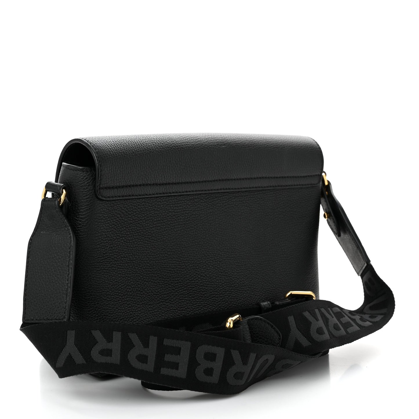 Coated Canvas Calfskin Vintage Check Medium Note Crossbody Bag Black