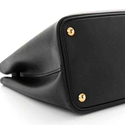 Prada Saffiano Cuir Medium Double Bag Black Fuoco 8 of 12