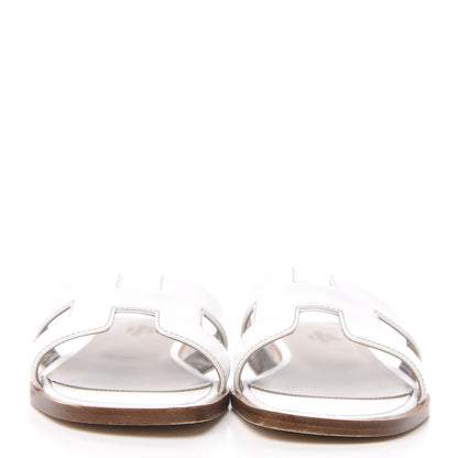 Hermes Box Calfskin Oran Sandals 37 White 2 of 8