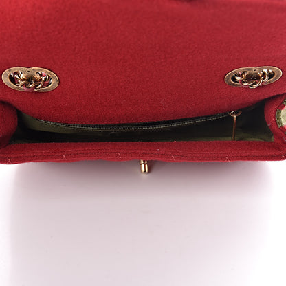Chanel Wool Felt Grosgrain Quilted Small CC Eyelet Flap Red 5 of 10