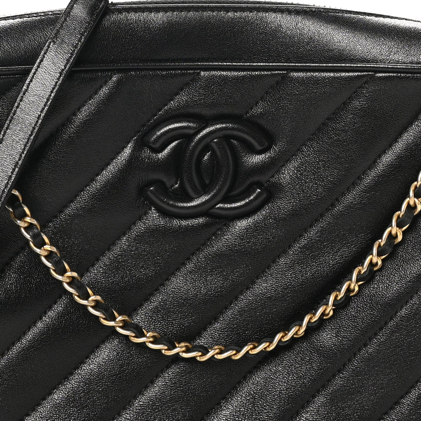 Lambskin Quilted Coco Vintage Camera Case Black
