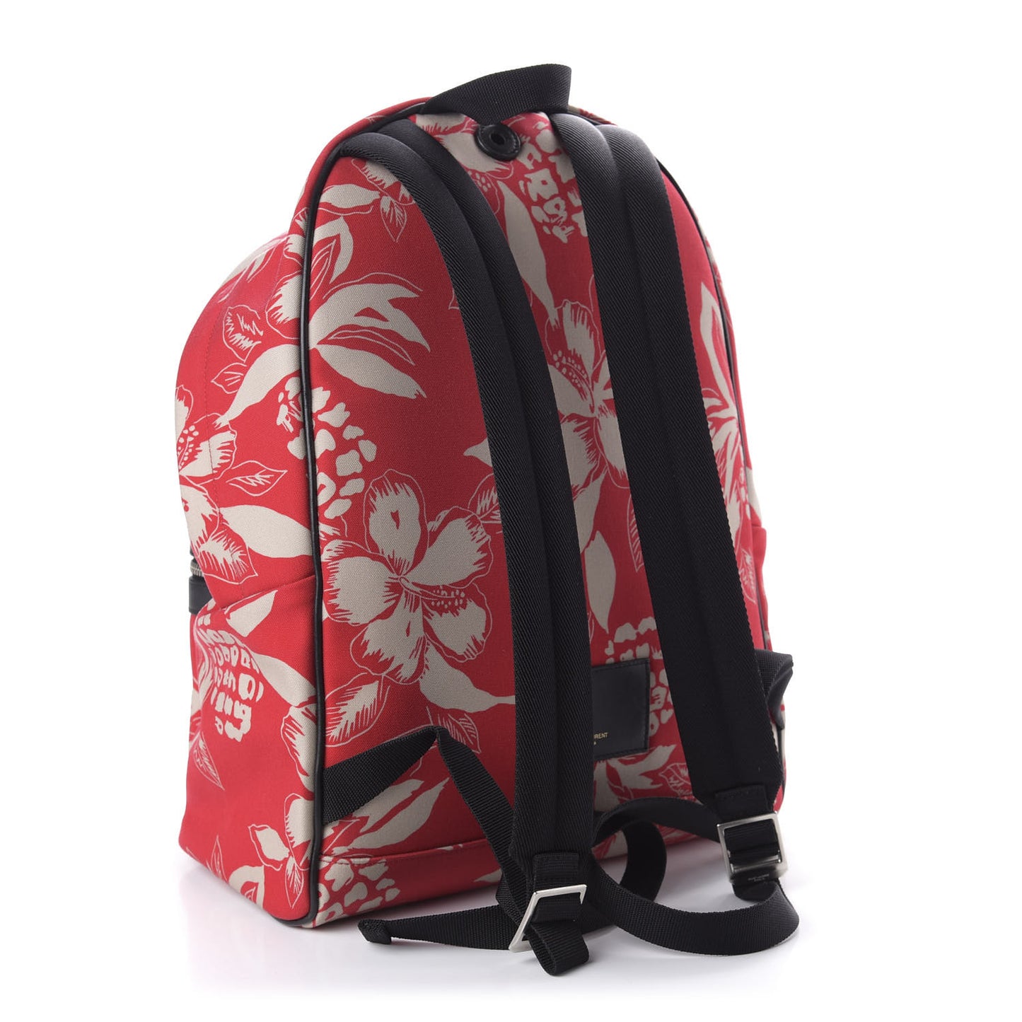Canvas Hawaiian Hibiscus Print City Backpack Red Ivory