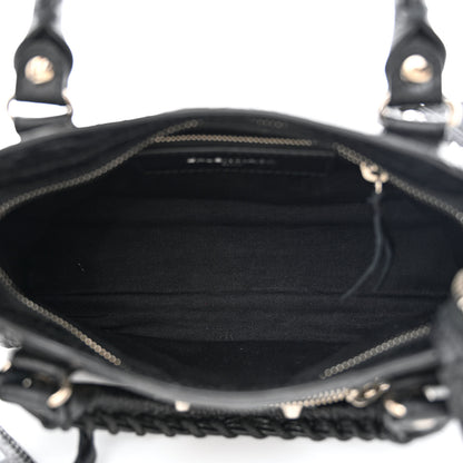 Balenciaga Agneau Classic Silver Hardware Mini City Logo Strap Black White 5 of 11