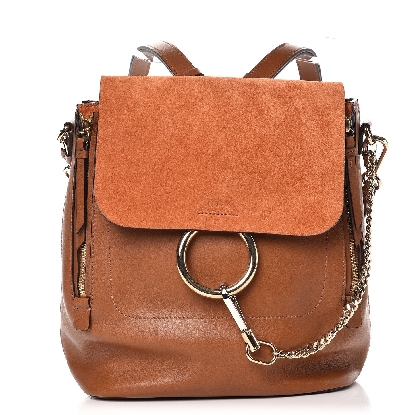 Suede Calfskin Medium Faye Backpack Tan