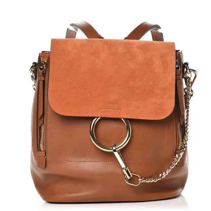 Chloe Suede Calfskin Medium Faye Backpack Tan 1 of 8
