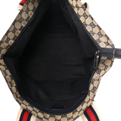 Gucci GG Monogram Medium Web Handle Bucket Tote Navy Blue 5 of 20