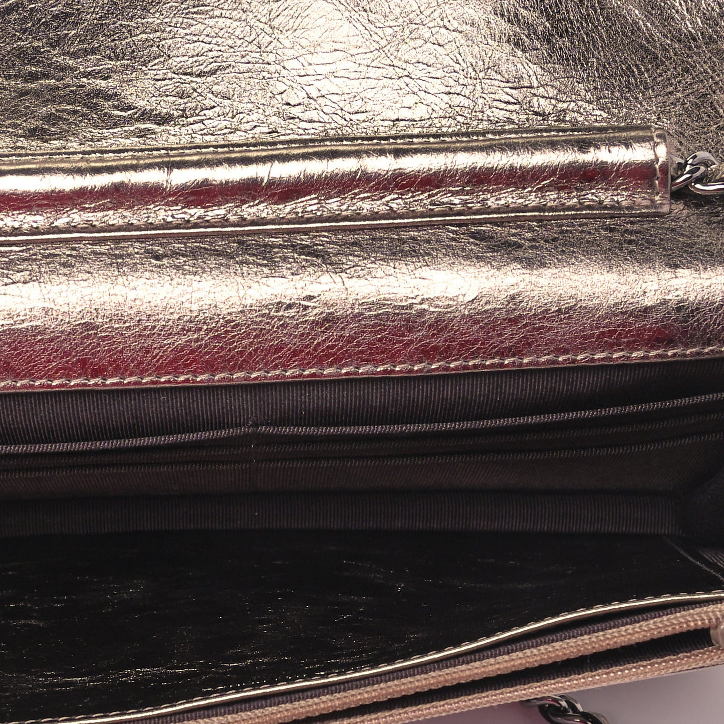 Metallic Aged Calfskin Quilted Reissue Wallet On Chain WOC Bronze