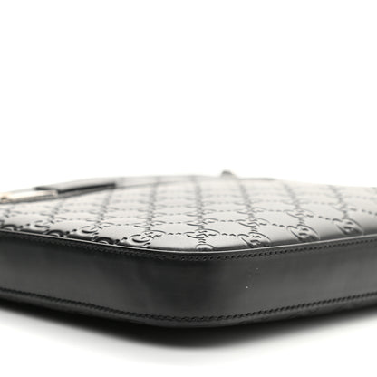 Gucci Guccissima Signature Medium Flat Messenger Bag Black 8 of 10