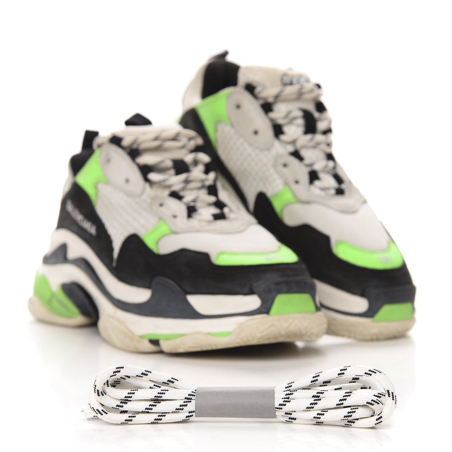 Fabric Mesh Womens Triple S Sneakers 39 White Green Fluo Black