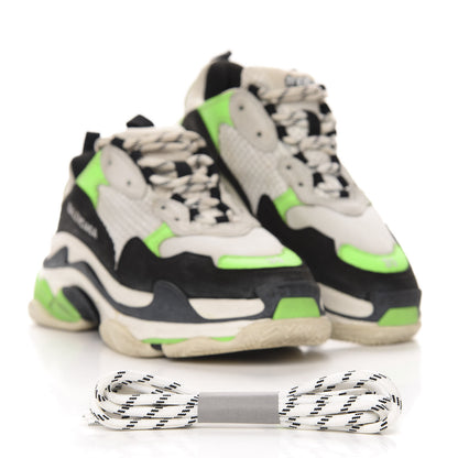 Balenciaga Fabric Mesh Womens Triple S Sneakers 39 White Green Fluo Black 11 of 11