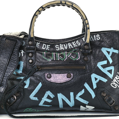 Balenciaga Agneau Graffiti All Over Classic Hardware S City Black Multicolor 8 of 10