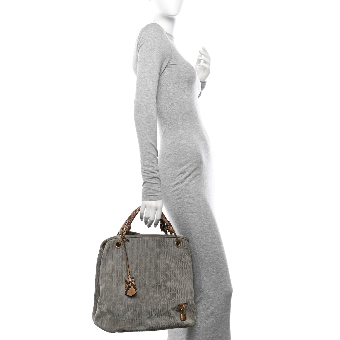 Suede Snakeskin Monogram Embossed Whisper GM Jade