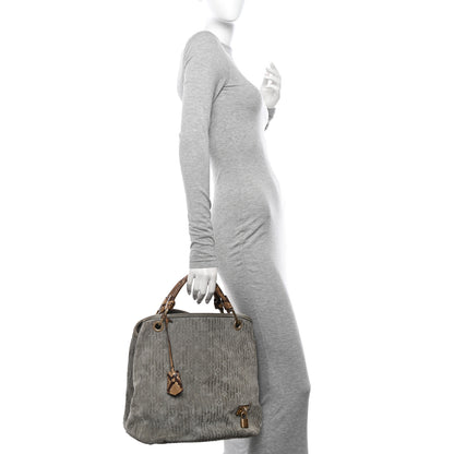 Louis Vuitton Suede Snakeskin Monogram Embossed Whisper GM Jade 2 of 16