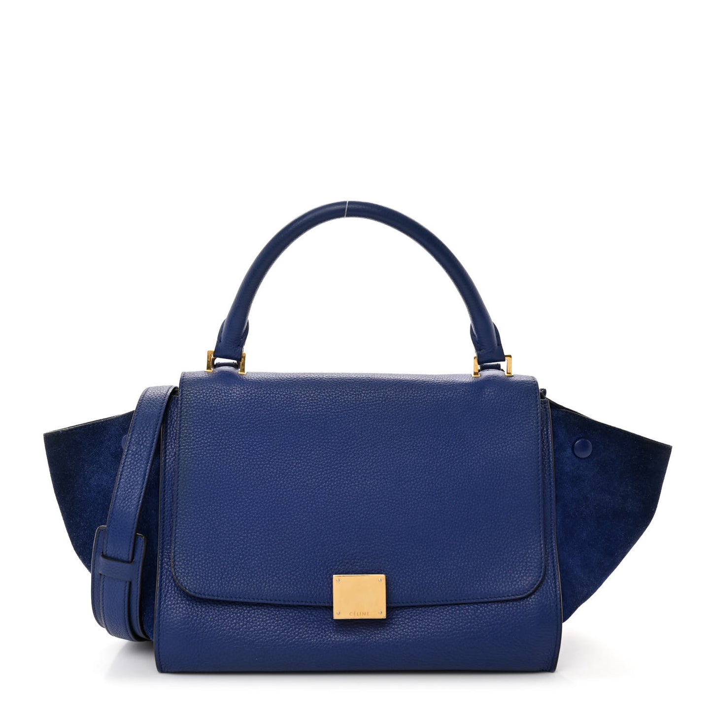 Drummed Calfskin Suede Medium Trapeze Indigo
