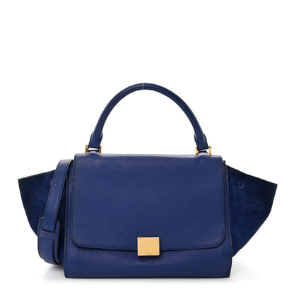 Celine Drummed Calfskin Suede Medium Trapeze Indigo 1 of 19