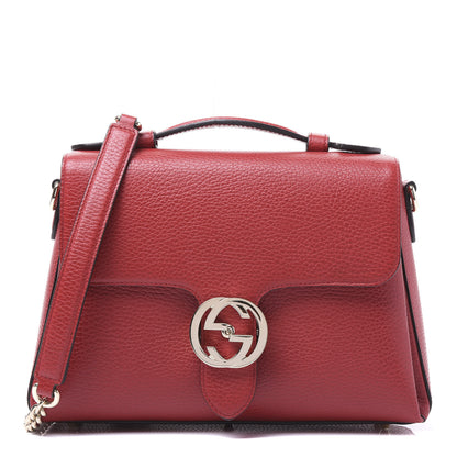 Gucci Dollar Calfskin Interlocking G Top Handle Shoulder Bag Red 1 of 9