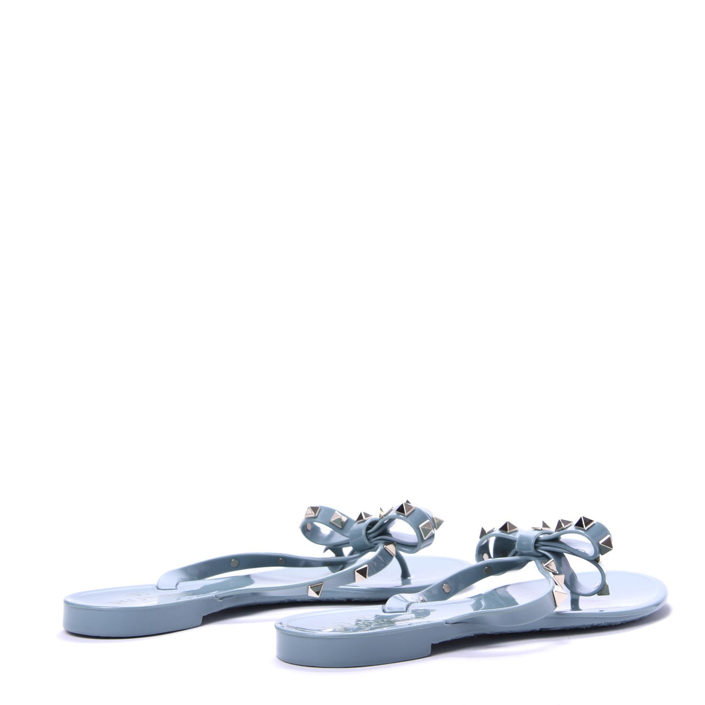 PVC Jelly Rockstud Bow Thong Sandals 37 Aqua