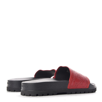 Gucci Guccissima Signature Mens Lug Sole Slide Sandals 13 Hibiscus Red 4 of 8