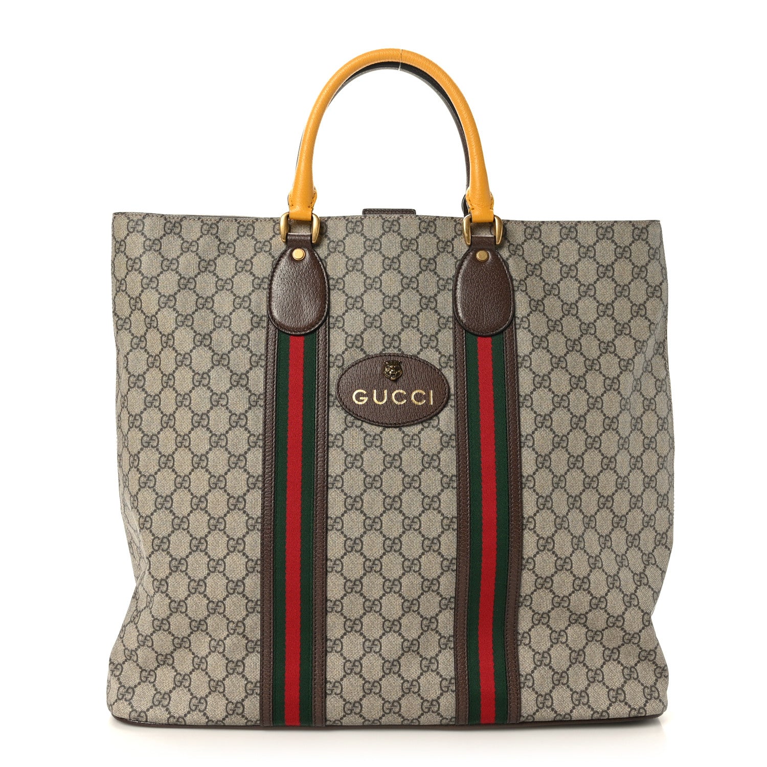 Gucci GG Supreme Monogram Web Neo Vintage Tote Beige New Acero Crop 1 of 9