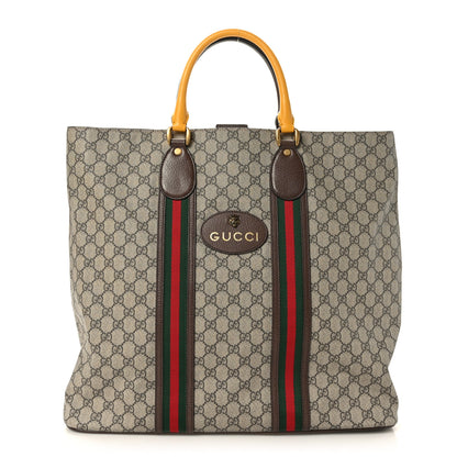 Gucci GG Supreme Monogram Web Neo Vintage Tote Beige New Acero Crop 1 of 9