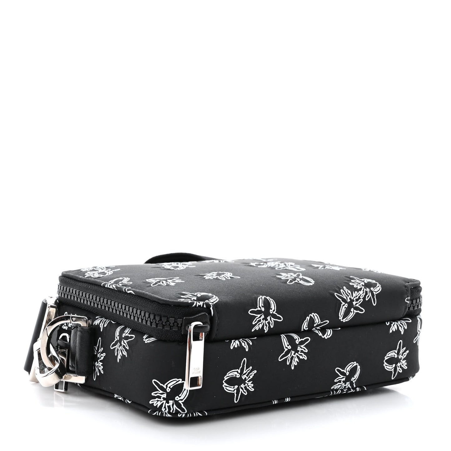 Calfskin Double Zip Crossbody Black White