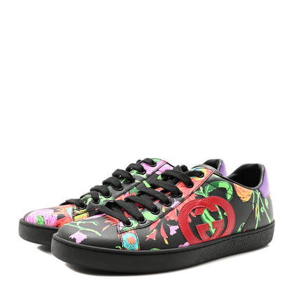 Gucci X KEN SCOTT Canvas Infinity Jenni Womens Ace Sneakers 38.5 Black Pink Hibiscus Red Blue Shine Purple 4 of 9