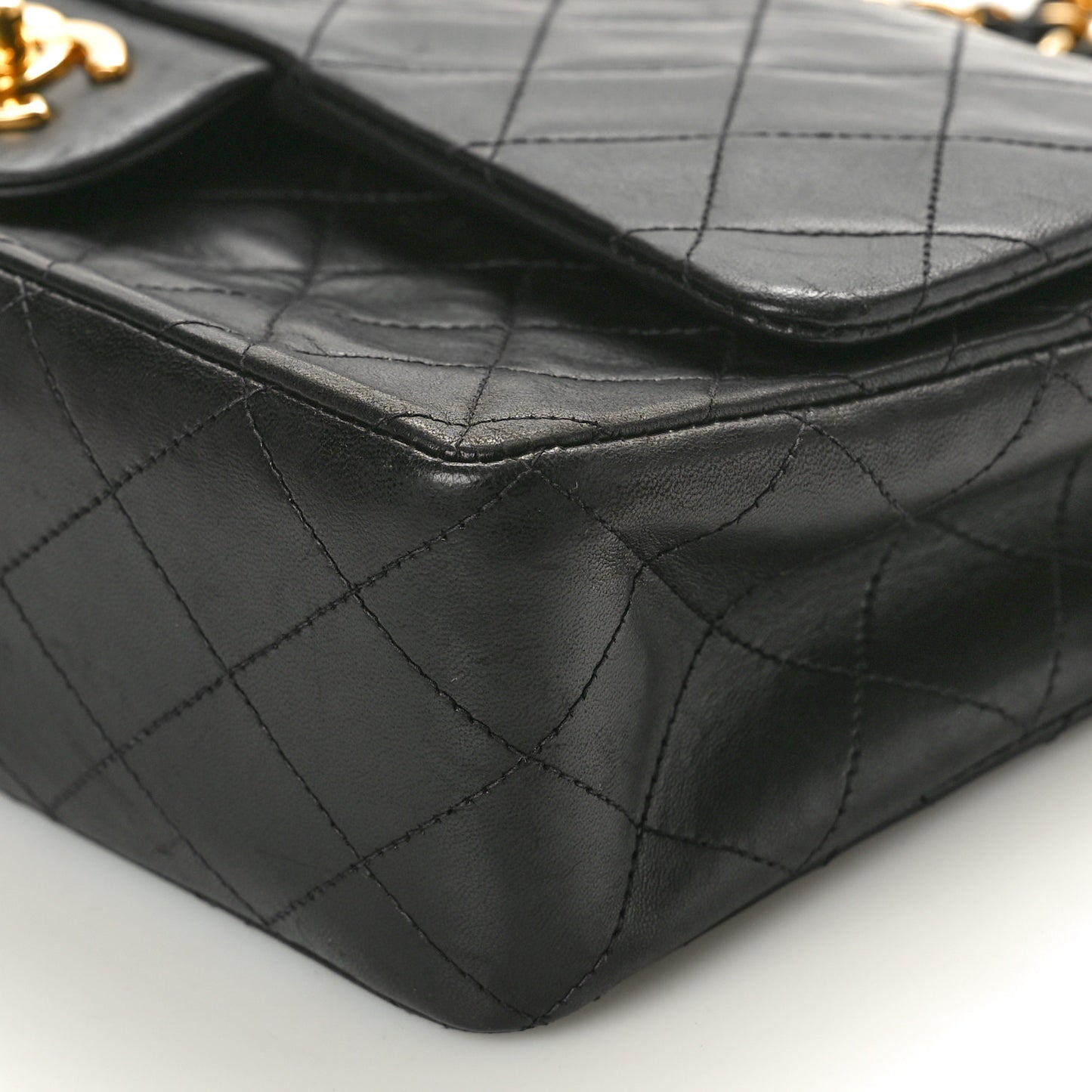Lambskin Quilted Medium Double Flap Black