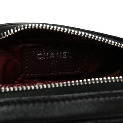 Chanel Lambskin Quilted Small Curvy Pouch Cosmetic Case Black 6 of 10
