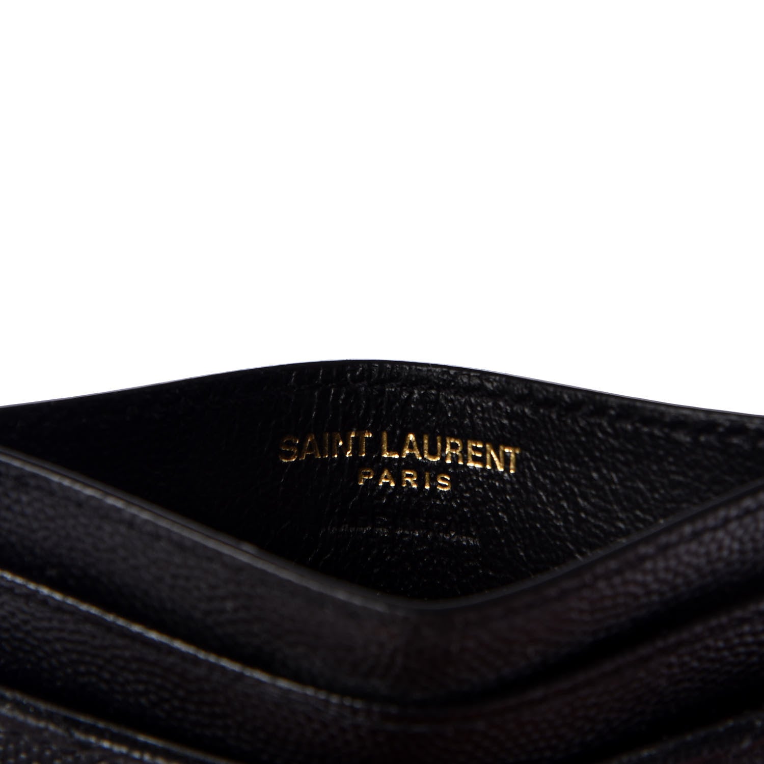 Saint Laurent Grain De Poudre Matelasse Chevron Monogram Credit Card Case Black 7 of 9