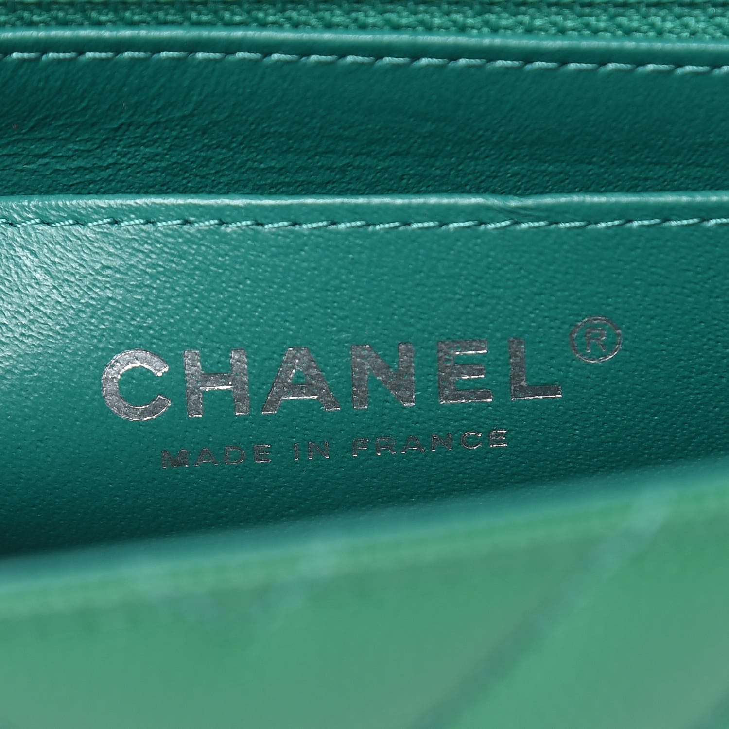 Chanel Caviar Chevron Quilted Mini Rectangular Flap Dark Green 6 of 9