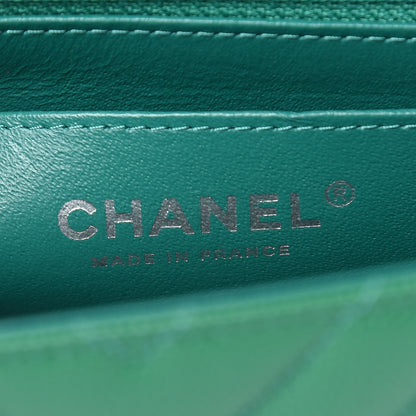 Chanel Caviar Chevron Quilted Mini Rectangular Flap Dark Green 6 of 9