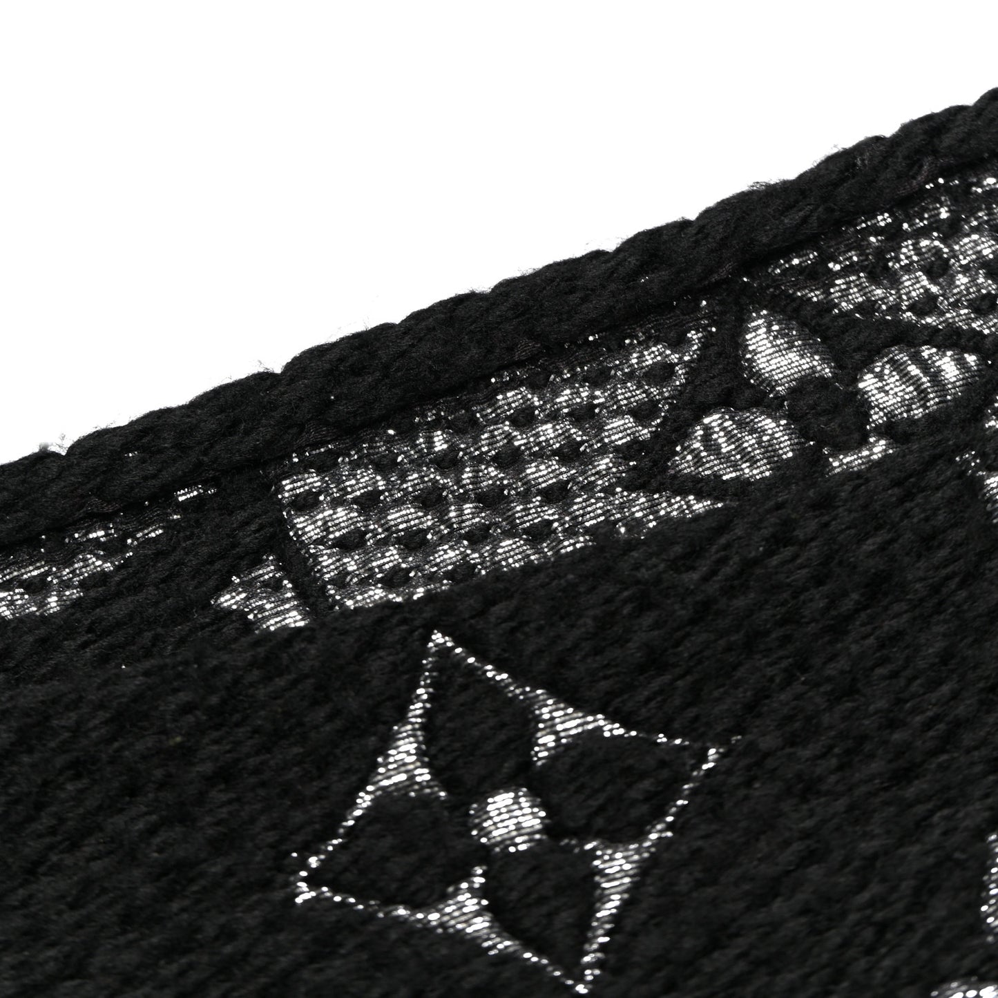 Wool Silk Logomania Shine Scarf Black