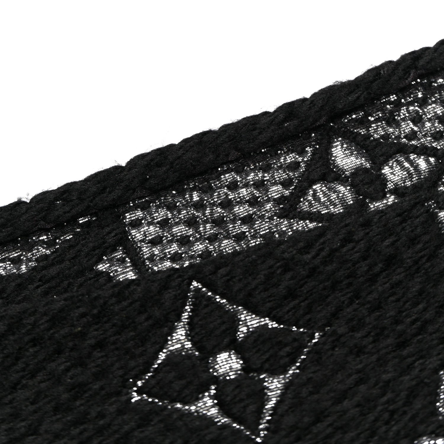 Louis Vuitton Wool Silk Logomania Shine Scarf Black 4 of 4