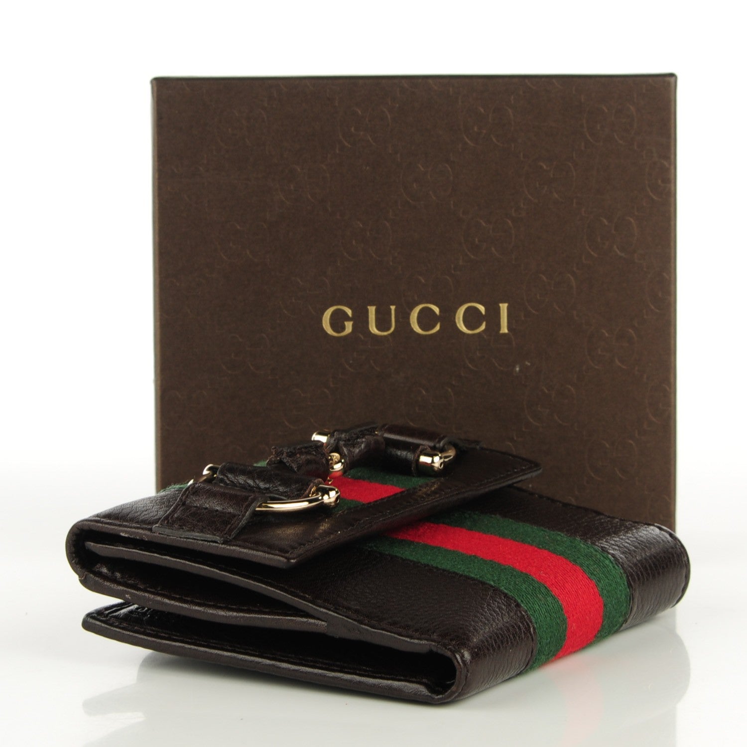 Gucci Calfskin Web Horsebit French Flap Wallet Brown 4 of 7